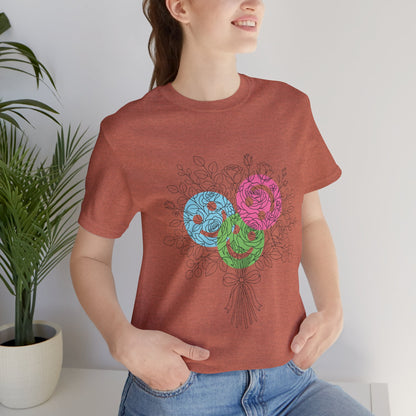 Floral Yarn Bouquet Colorful Knitting Flowers T-Shirt