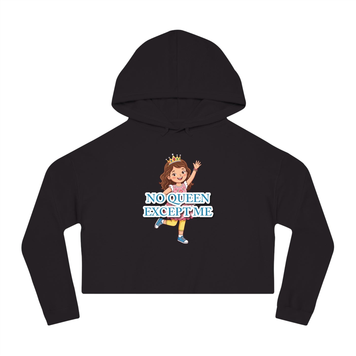 "No Queen Except Me" Cropped Hoodie(Blue)