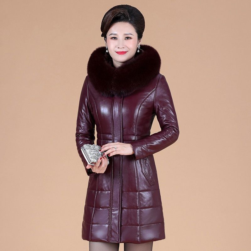Middle-aged And Elderly Women's Thickened Genuine Leather Down Jacket