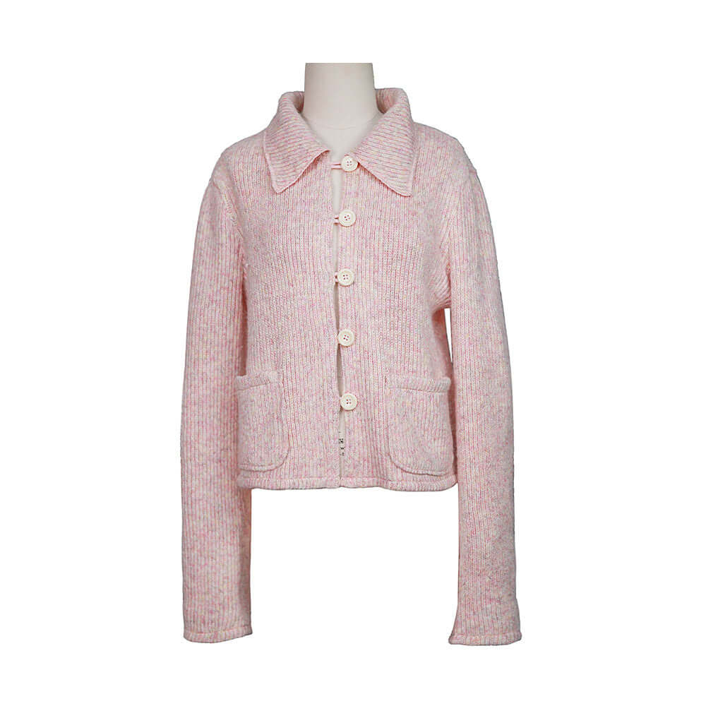 Cropped Long Sleeve Knit Lapel Sweater Cardigan