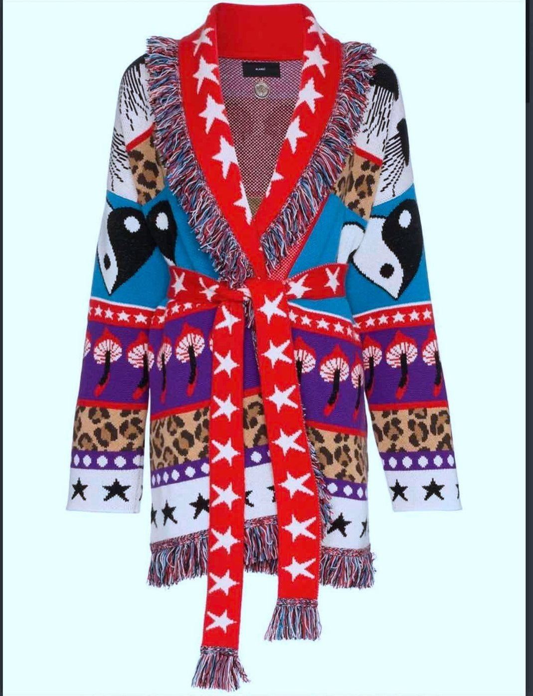 Star Jacquard Cashmere Sweater Cardigan European Style Slim Mid-length Coat