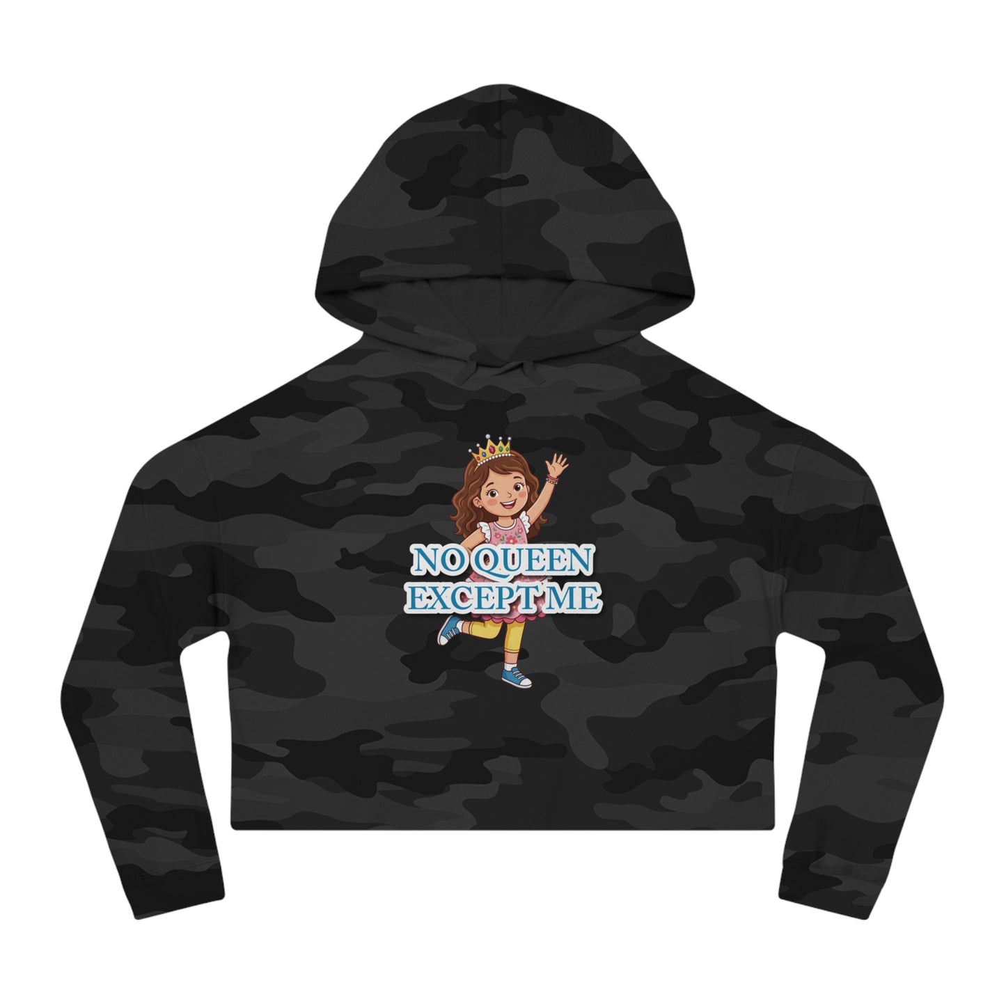 "No Queen Except Me" Cropped Hoodie(Blue)
