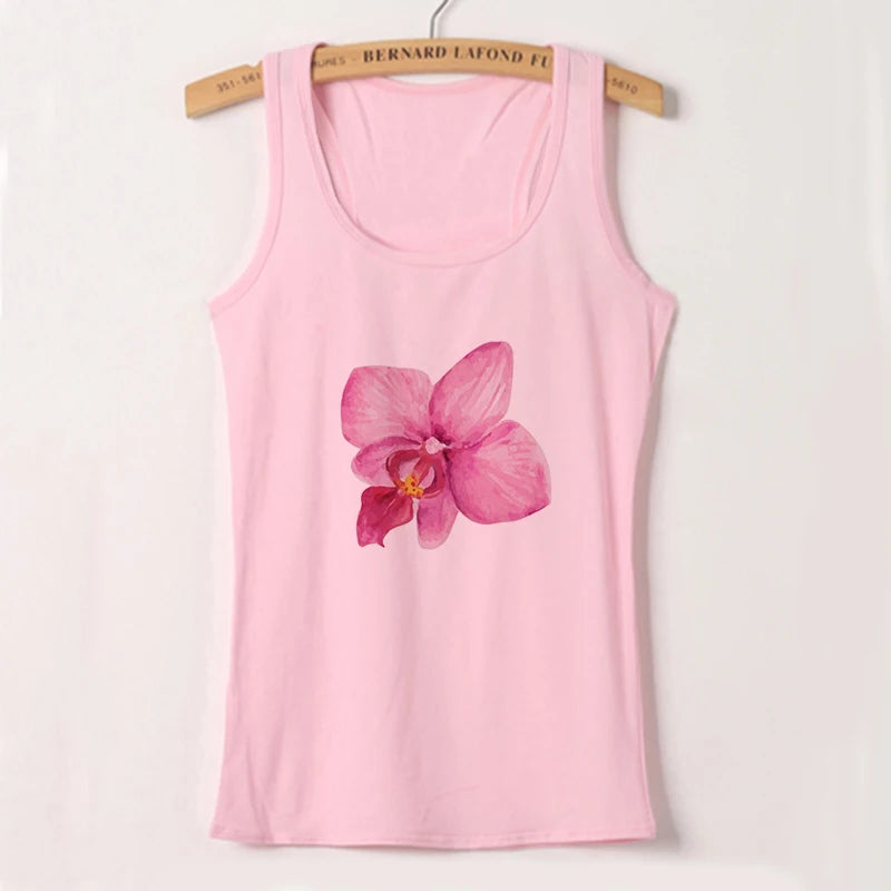Summer Aesthetic Flower Print Simple T-shirts