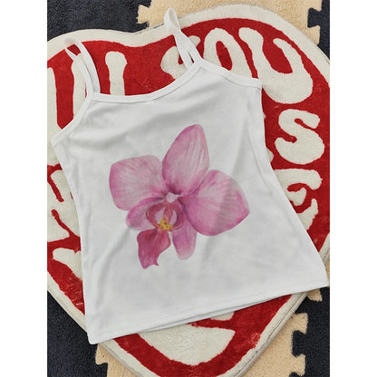 Summer Aesthetic Flower Print Simple T-shirts