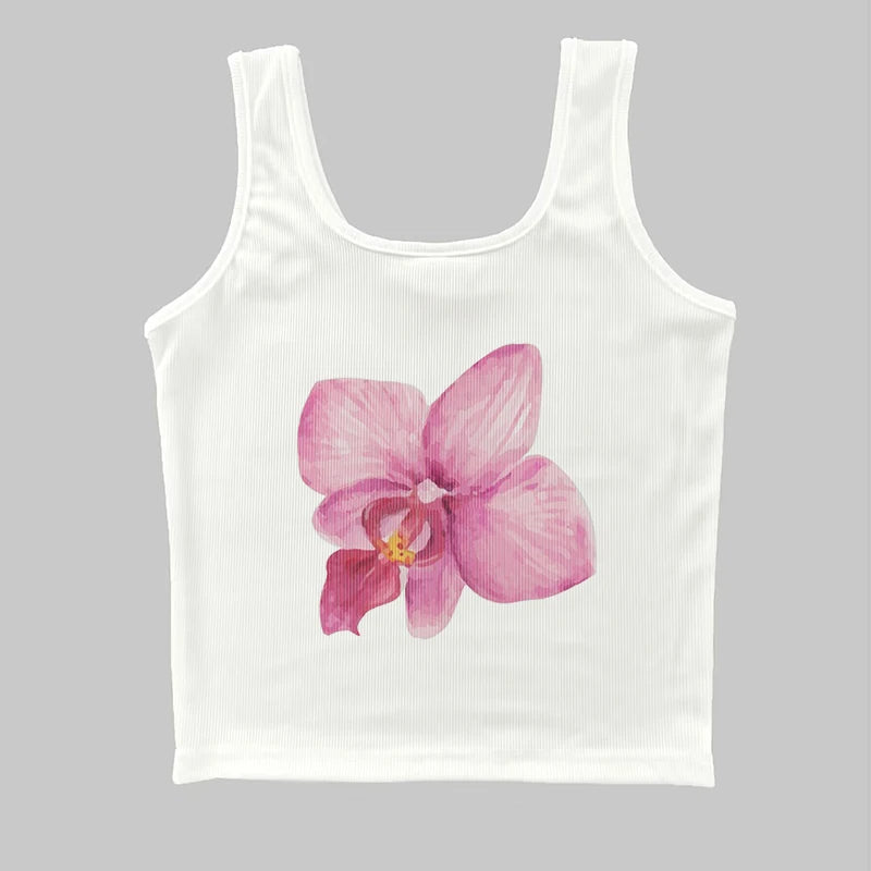 Summer Aesthetic Flower Print Simple T-shirts