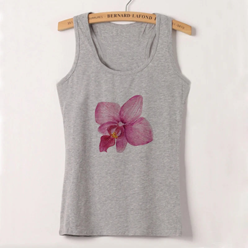 Summer Aesthetic Flower Print Simple T-shirts