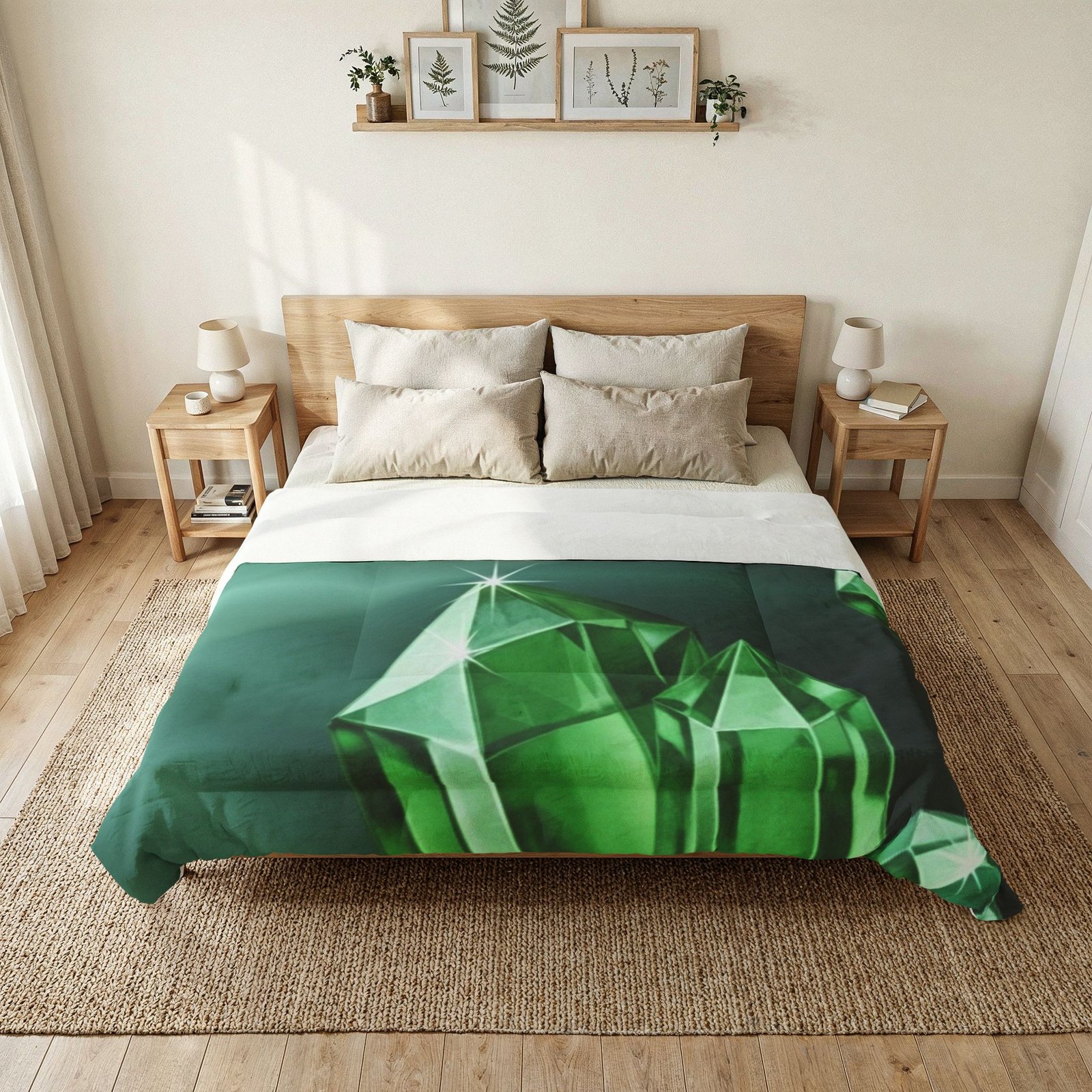 Emerald Crystal Cotton Comforter (Luxe Green Gem)