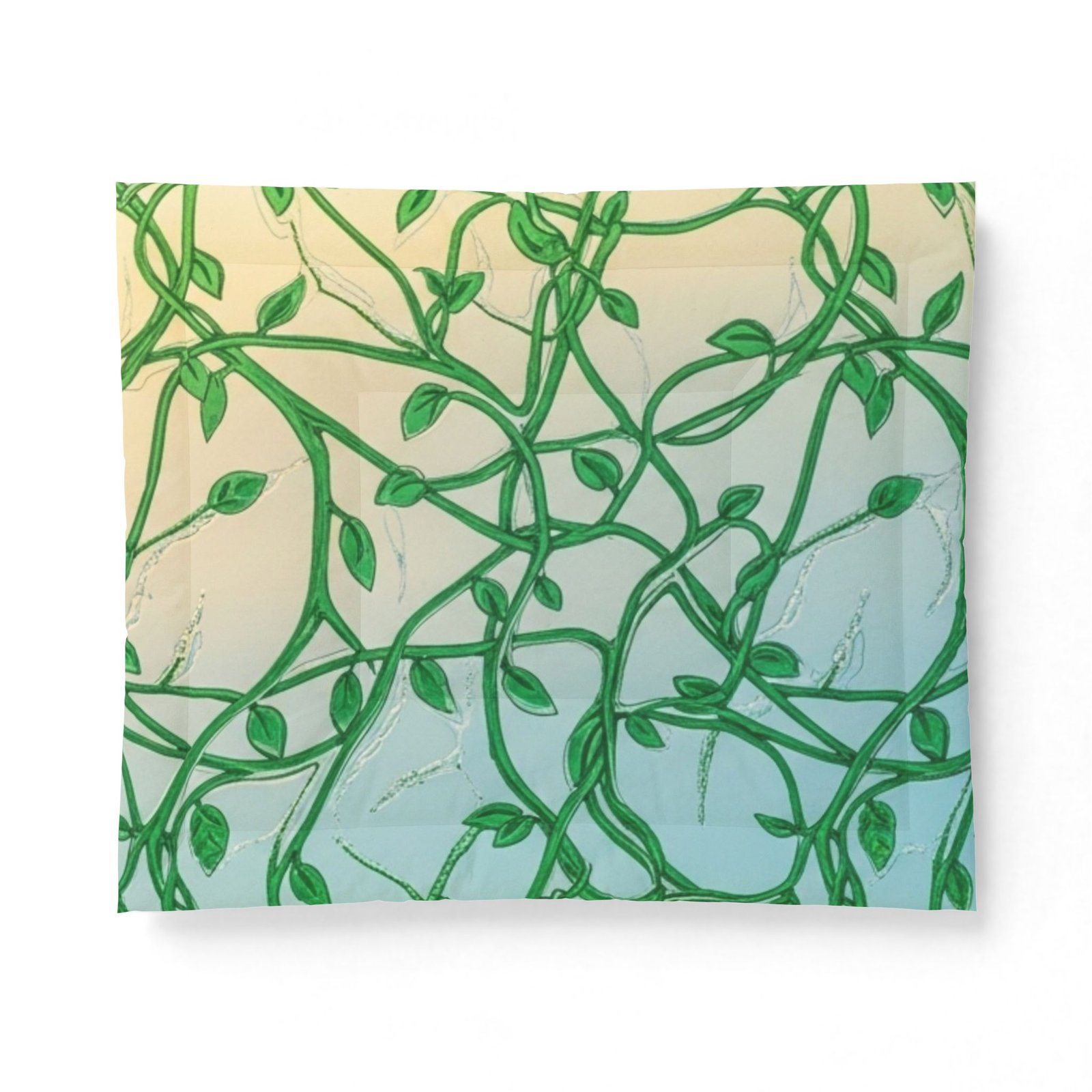 Botanical Vines Cotton Comforter (Green Leafy Pattern)