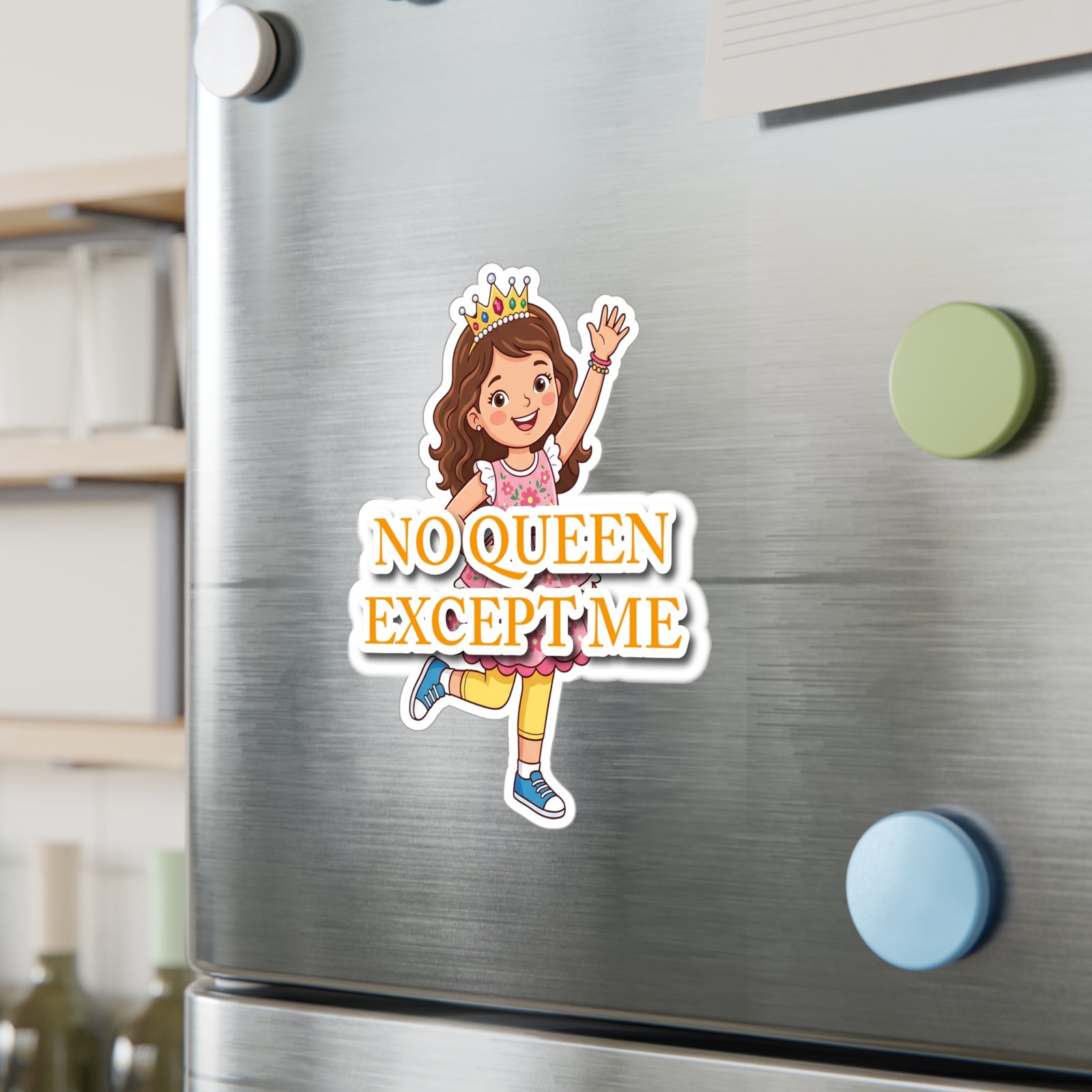"No Queen Except Me" Girl Crown Sticker(Orange)