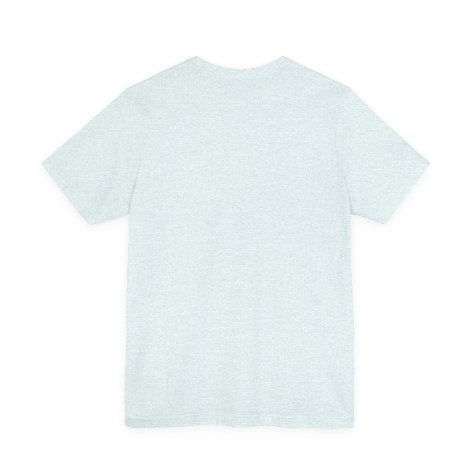 Back view of a plain, light purple crew neck short sleeve cotton T-shirt.
