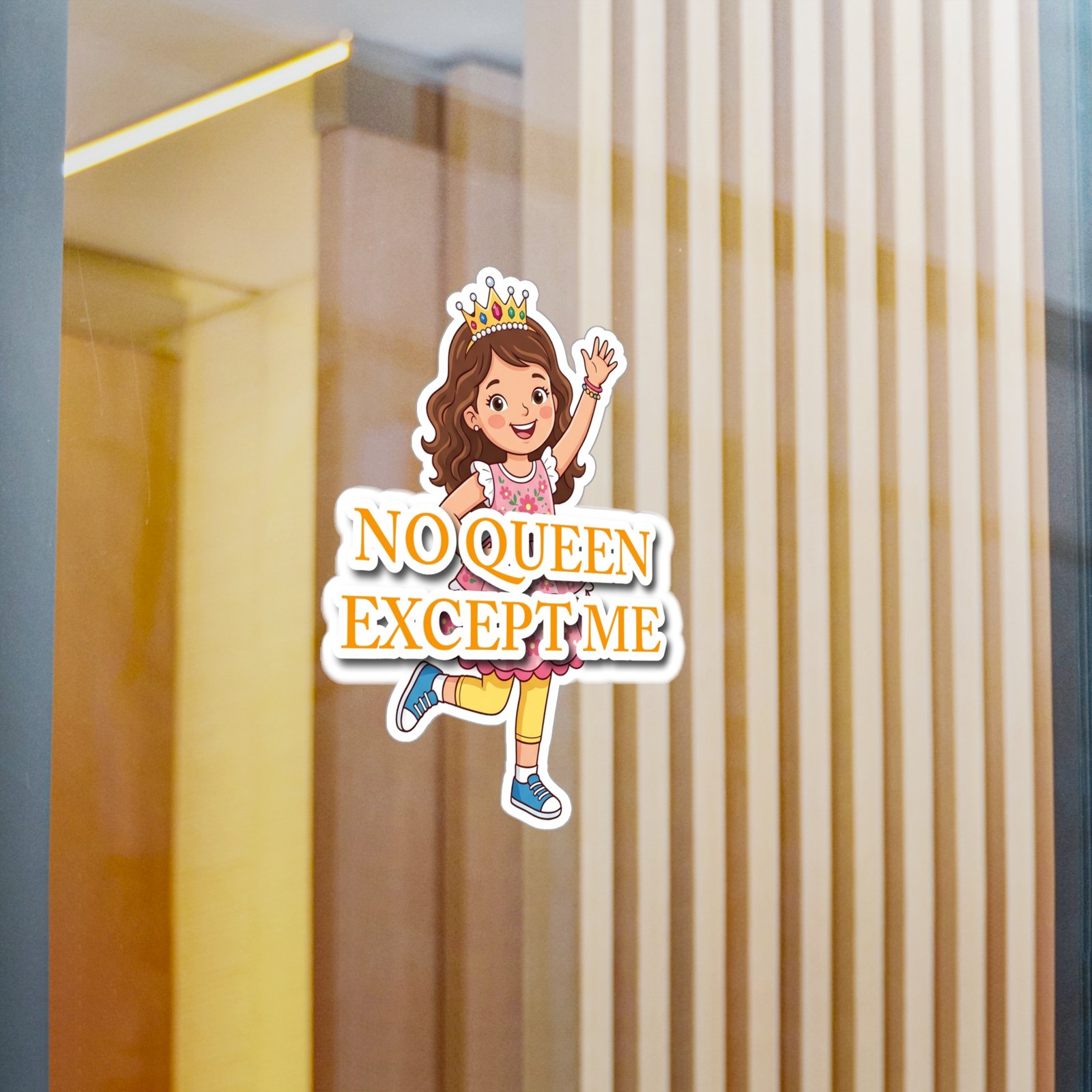 "No Queen Except Me" Girl Crown Sticker(Orange)