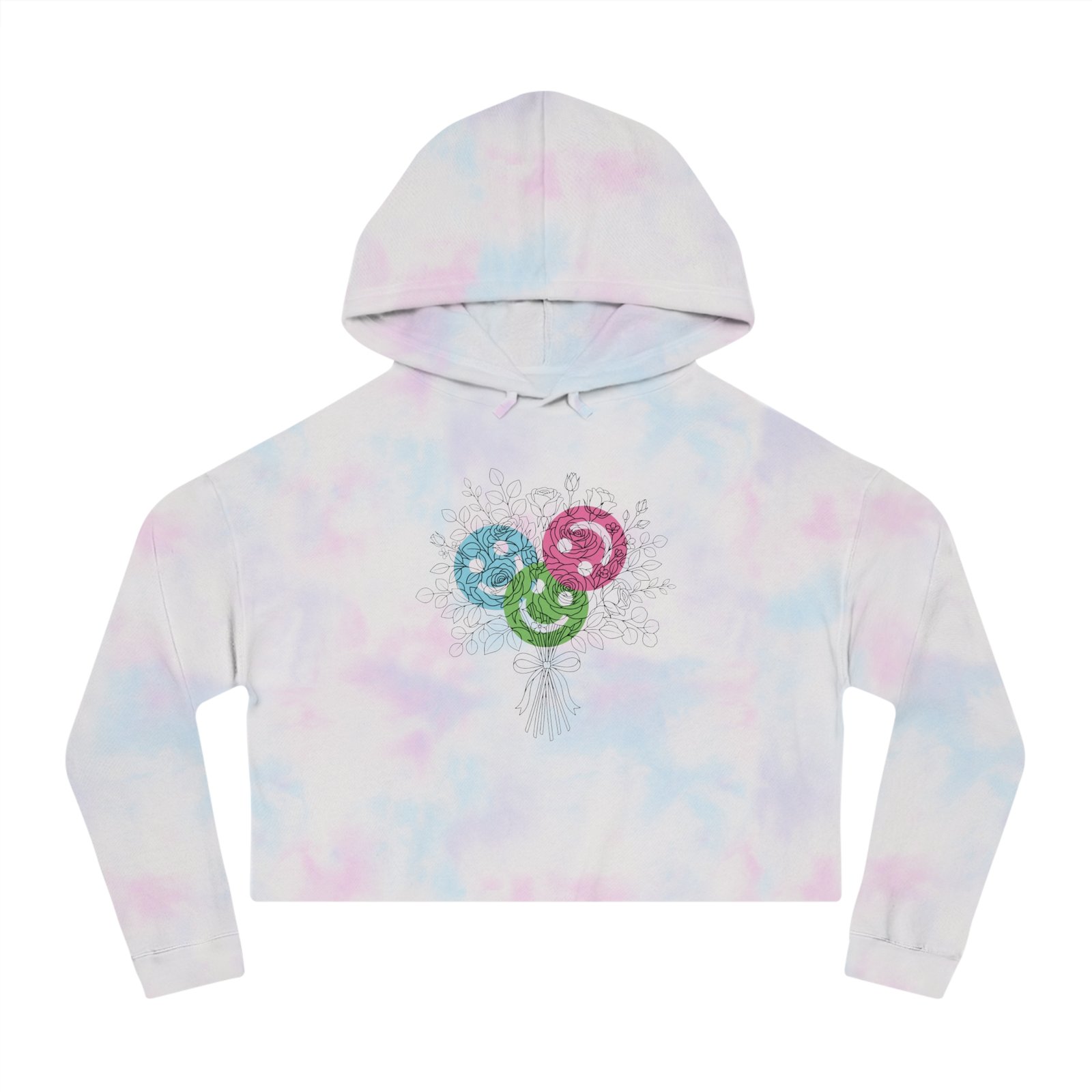 Floral Lollipop Bouquet Graphic Cropped Hoodie