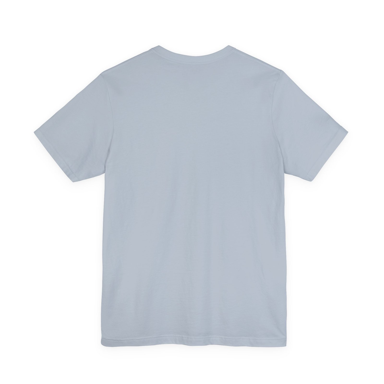 Light blue crew neck T-shirt shown from the back against a plain white background.