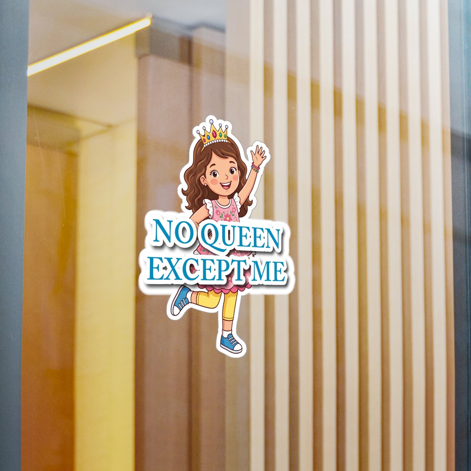 “No Queen Except Me” Girl Crown Sticker(Blue)