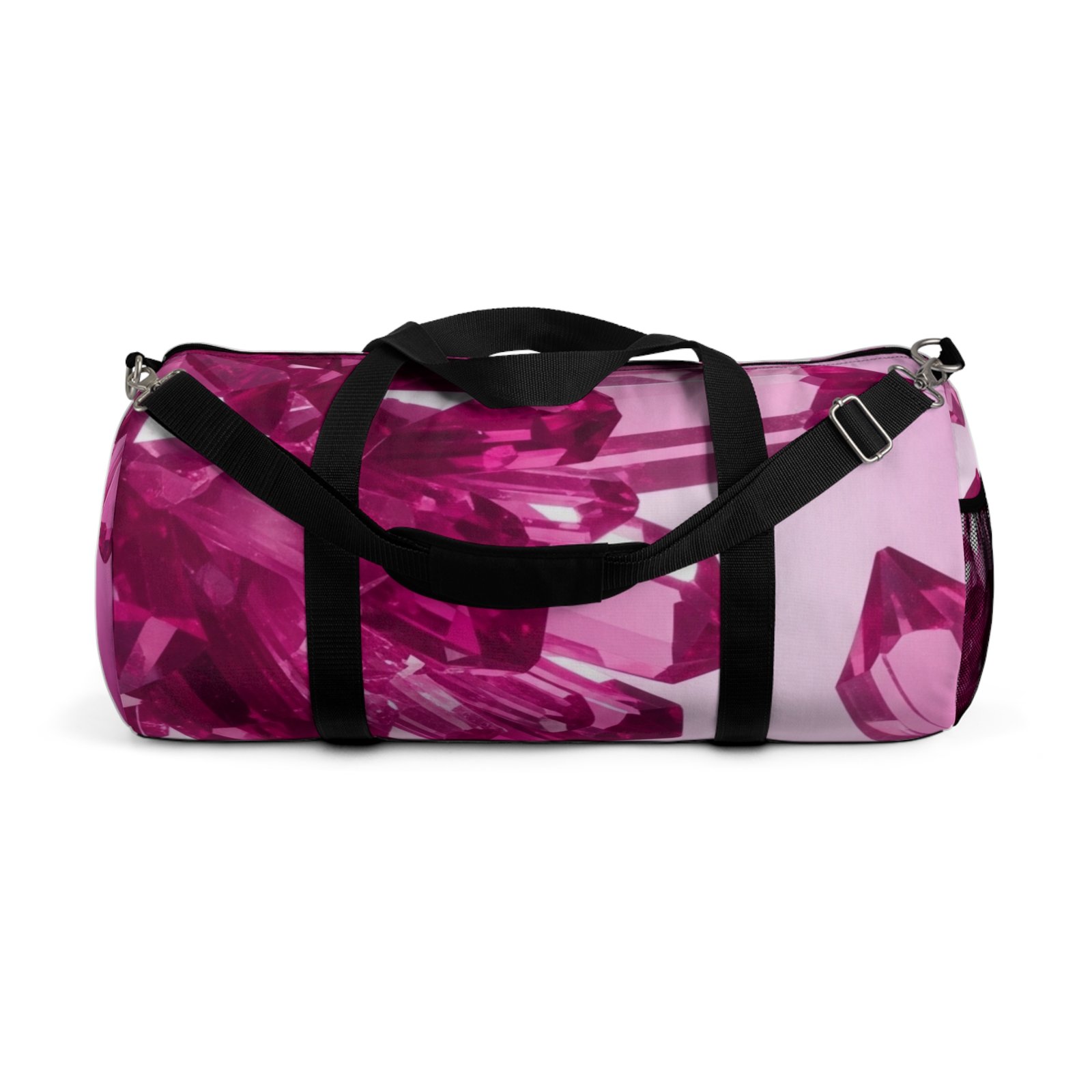 Pink Gemstone Print Duffel Bag — Floral Crystal Travel Bag