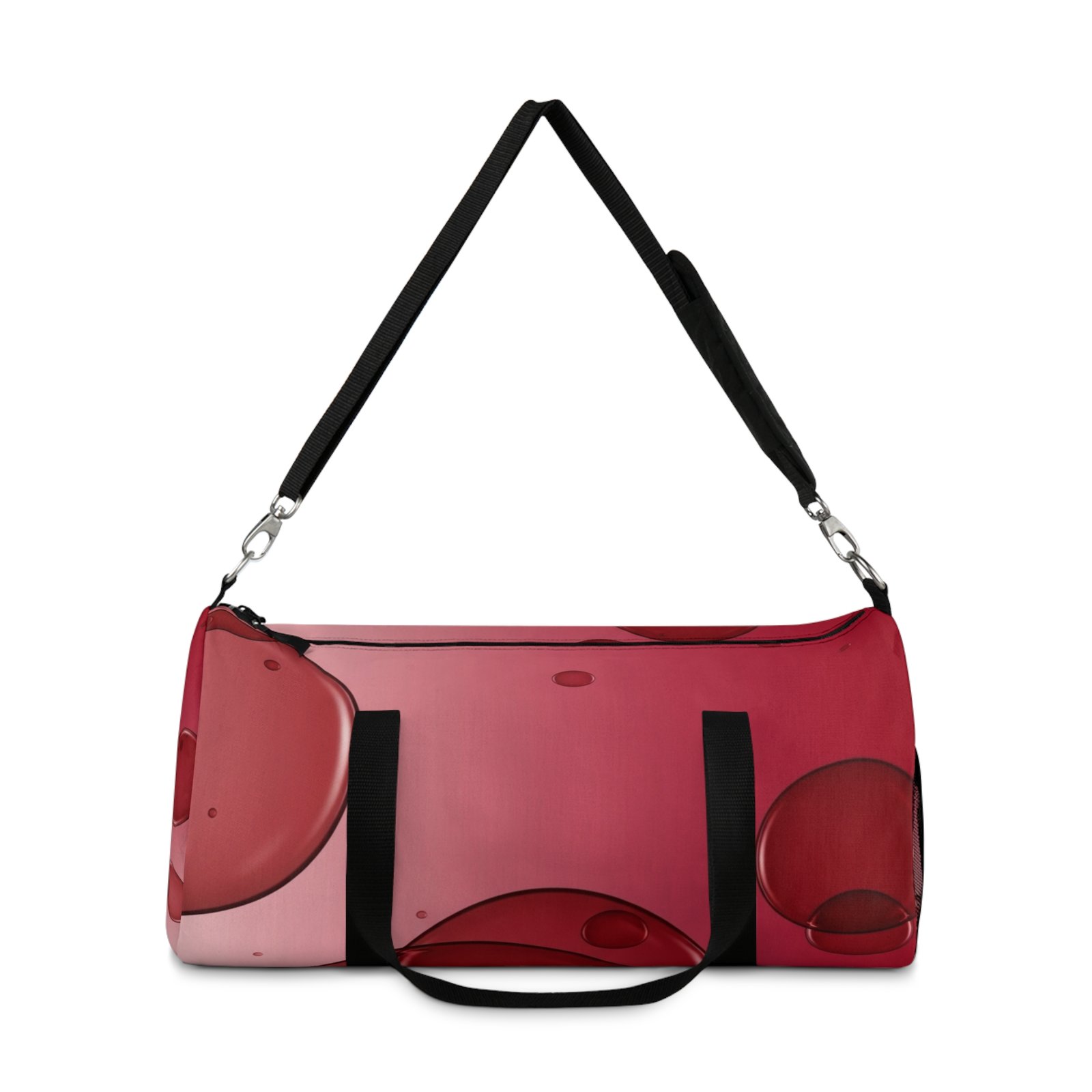 Red Bubble Pattern Duffel Bag — Stylish Travel & Gym Tote