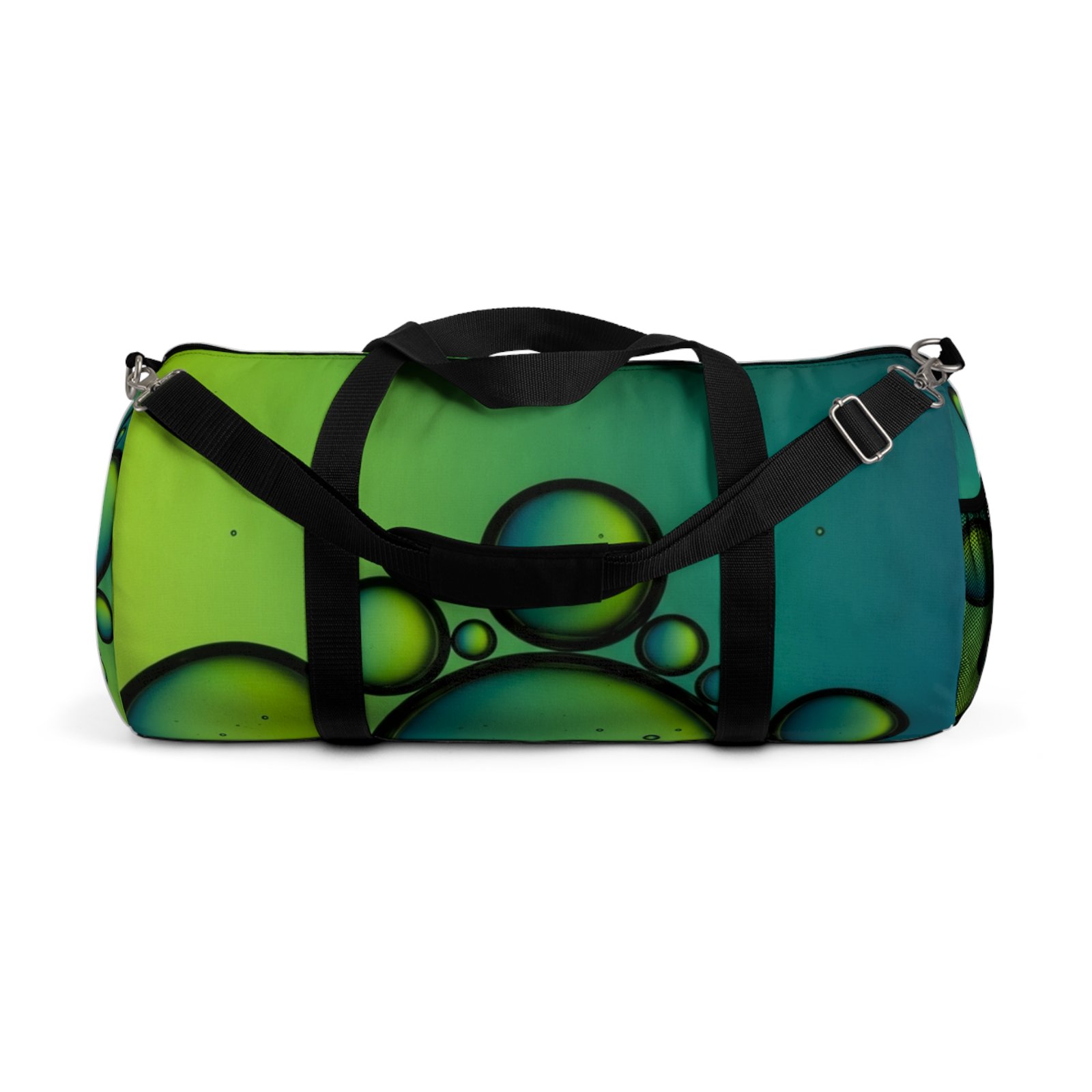 Green Blue Bubble Duffel Bag — Abstract Gradient Travel Gym Bag