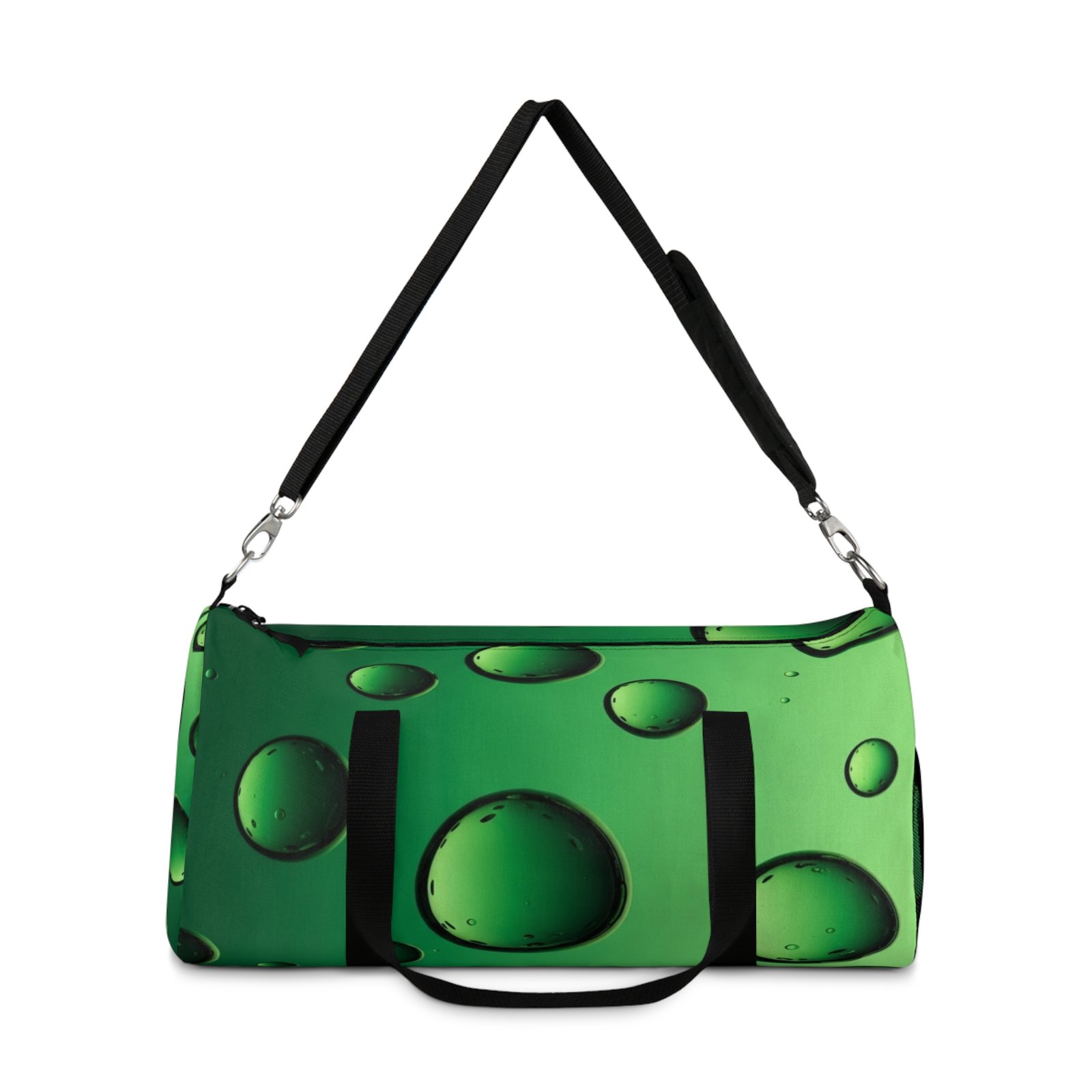 Green Bubble Pattern Duffel Bag — Water Droplet Travel Gym Bag