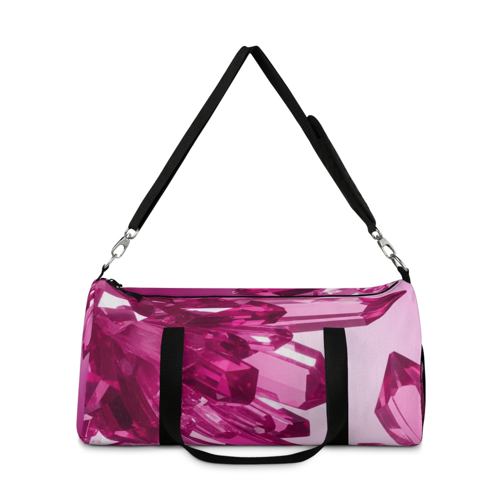Pink Gemstone Print Duffel Bag — Floral Crystal Travel Bag